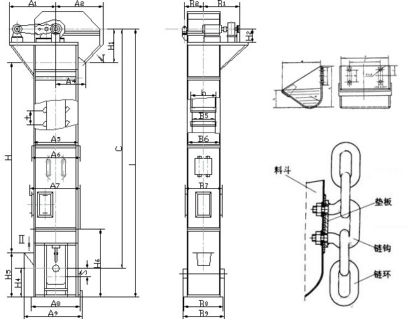 TH315環(huán)鏈斗式提升機(jī)圖紙